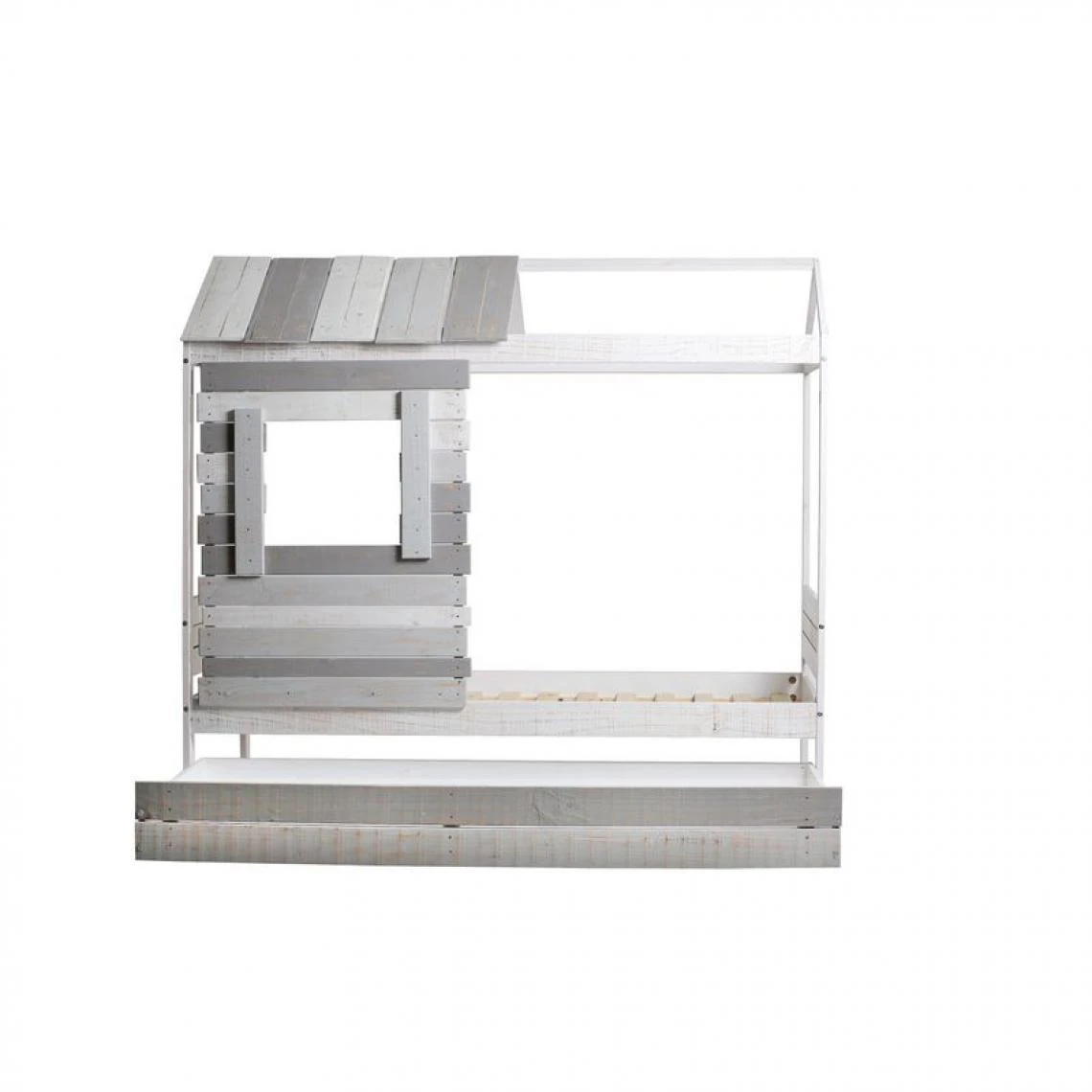 BUT Lit Cabane 90x190 Cm SIA 2 Gris Et Blanc 7 BUT Lit Cabane 90x190 Cm SIA 2 Gris Et Blanc – Image 5