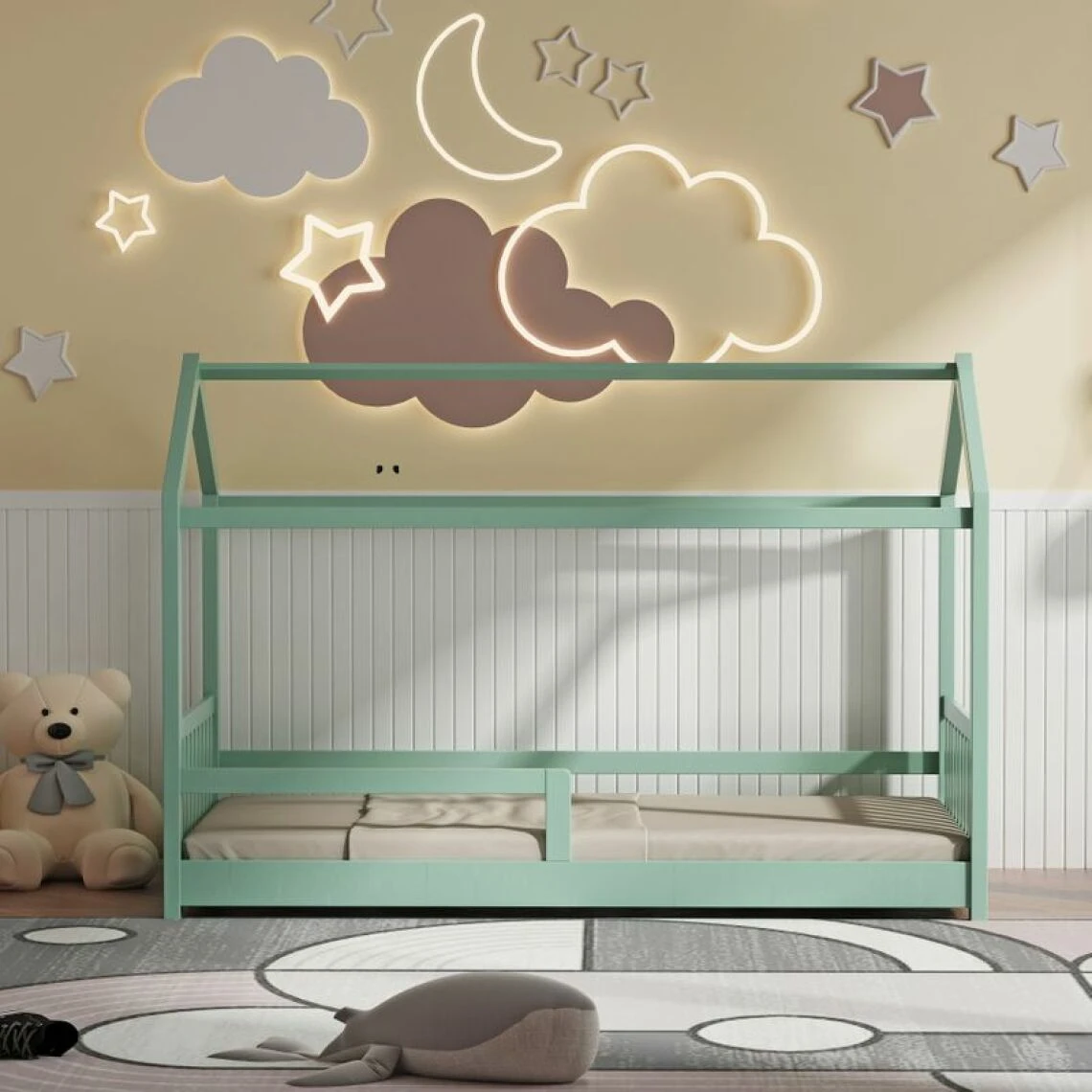 BUT Lit Cabane HUTTY 90x190 Cm Vert 4 BUT Lit Cabane HUTTY 90x190 Cm Vert – Image 2