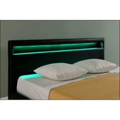 Lit Capitonné à LED Paris 140 X 200 Cm Noir Corium -Talamo Magasin lit capitonne a led paris 140 x 200 cm noir corium 11553492 30298766 1140x1140