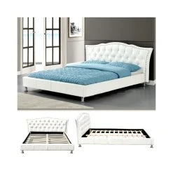 Meubler Design Lit Capitonné Milano - Blanc - 140x190 -Talamo Magasin lit capitonne milano 140cm en blanc 1