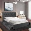 Le Quai Des Affaires Lit CHELSEA 140x190 + 4 Tiroirs + Sommier / Gris Foncé -Talamo Magasin lit chelsea 140x190 4 tiroirs sommier gris fonce 10950284 28599506 1140x1140