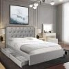 Le Quai Des Affaires Lit CHELSEA 160x200 + 4 Tiroirs + Sommier / Gris Clair -Talamo Magasin lit chelsea 160x200 4 tiroirs sommier gris clair 10950280 28599490 1140x1140