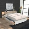 Le Quai Des Affaires Lit CITY 140x190 + Tête De Lit Chevet + 1 Maxi Tiroir / Blanc & Chê...