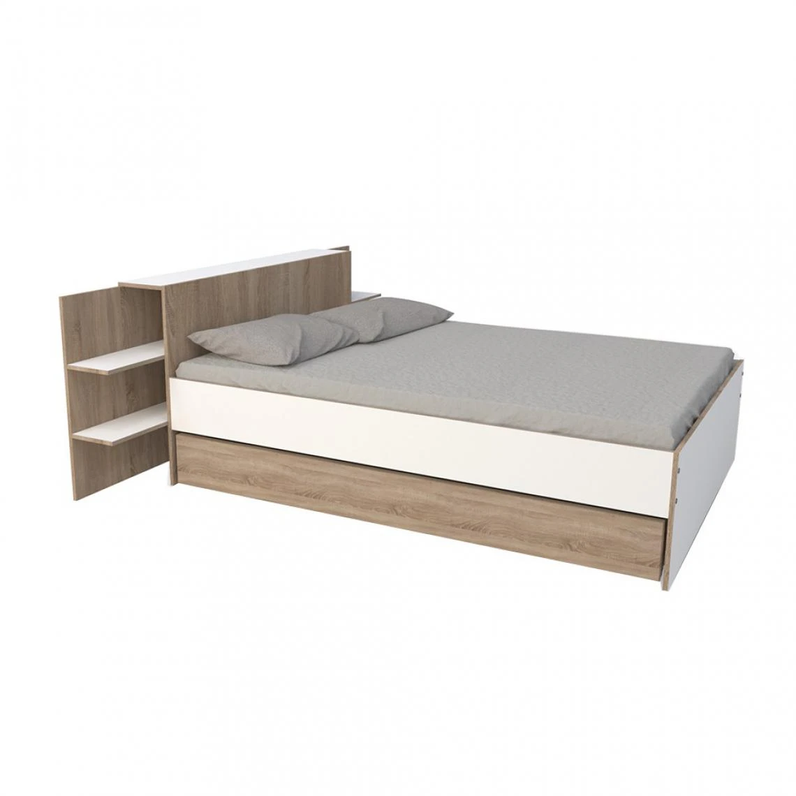 Le Quai Des Affaires Lit CITY 140x190 + Tête De Lit Chevet + 1 Maxi Tiroir / Blanc & Chê... 4 Le Quai Des Affaires Lit CITY 140x190 + Tête De Lit Chevet + 1 Maxi Tiroir / Blanc & Chê... – Image 2