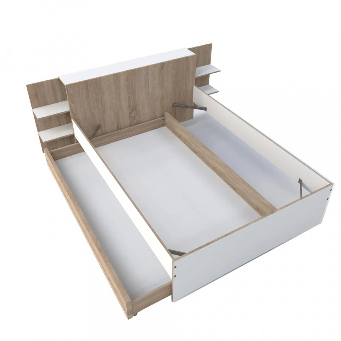 Le Quai Des Affaires Lit CITY 140x190 + Tête De Lit Chevet + 1 Maxi Tiroir / Blanc & Chê... 5 Le Quai Des Affaires Lit CITY 140x190 + Tête De Lit Chevet + 1 Maxi Tiroir / Blanc & Chê... – Image 3