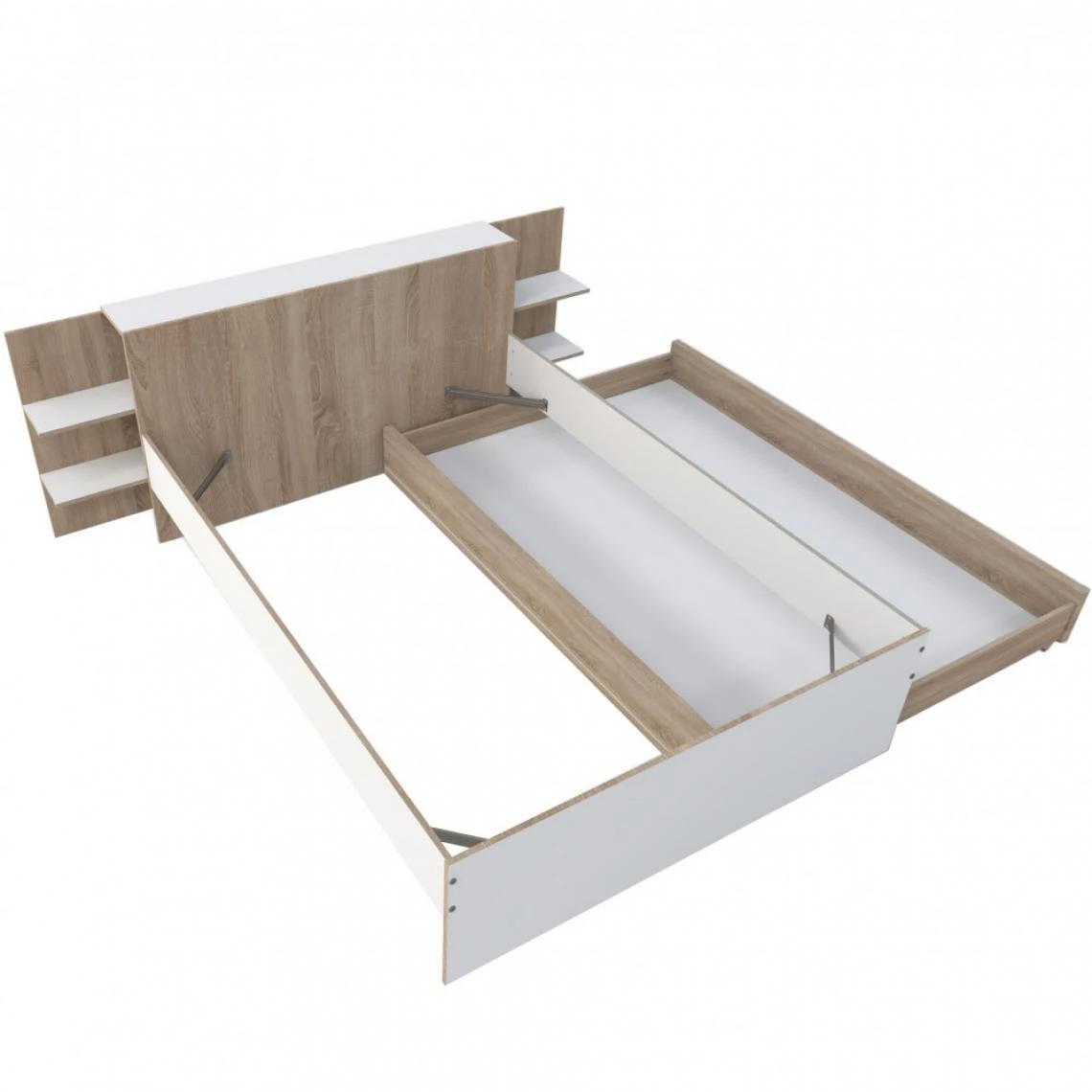 Le Quai Des Affaires Lit CITY 140x190 + Tête De Lit Chevet + 1 Maxi Tiroir / Blanc & Chê... 7 Le Quai Des Affaires Lit CITY 140x190 + Tête De Lit Chevet + 1 Maxi Tiroir / Blanc & Chê... – Image 5