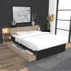 Le Quai Des Affaires Lit CITY 140x190 + Tête De Lit Chevet+ 1 Maxi Tiroir / Noir & Chêne ... -Talamo Magasin lit city 140x190 tete de lit chevet 1 maxi tiroir noir et chene blanchi 10962260 28633162 1140x1140