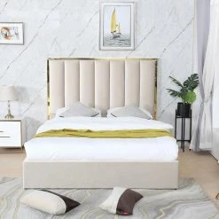 Meubler Design Lit Coffe Effet Laiton Et Velours Maria - Gris - 180x200 -Talamo Magasin lit coffe effet laiton et velours maria gris 180x200 7938823 20089385 1200x1200