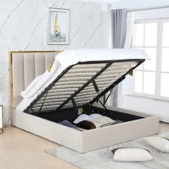 Meubler Design Lit Coffe Effet Laiton Et Velours Maria - Gris - 180x200 -Talamo Magasin lit coffe effet laiton et velours maria gris 180x200 7938823 20089389 1200x1200