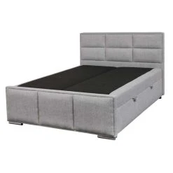 Tousmesmeubles Lit Coffre 140x200 Tissu Gris - KINCS