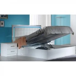 Dansmamaison Lit Coffre 160x200 Laqué Blanc Brillant à LEDs - AREZZO - L 162 X L ... -Talamo Magasin lit coffre 160x200 laque blanc brillant a leds arezzo l 162 x l 205 x h 124 cm 11873670 31408182 1140x1140