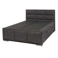 Tousmesmeubles Lit Coffre 180x200 Tissu Noir - KINCS