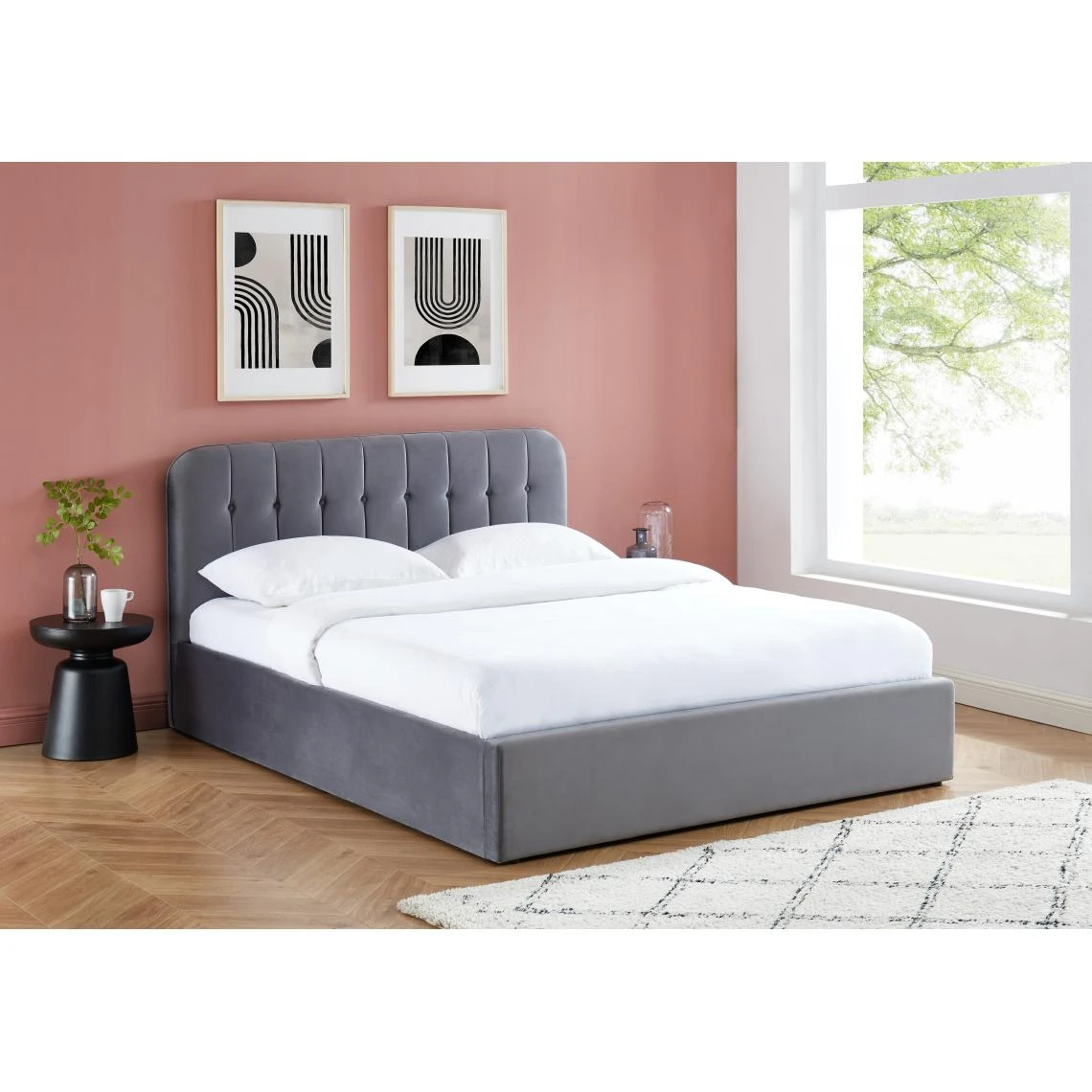 Baita Lit Coffre ANDRE Velours Gris Anthracite 160x200cm 3 Baita Lit Coffre ANDRE Velours Gris Anthracite 160x200cm