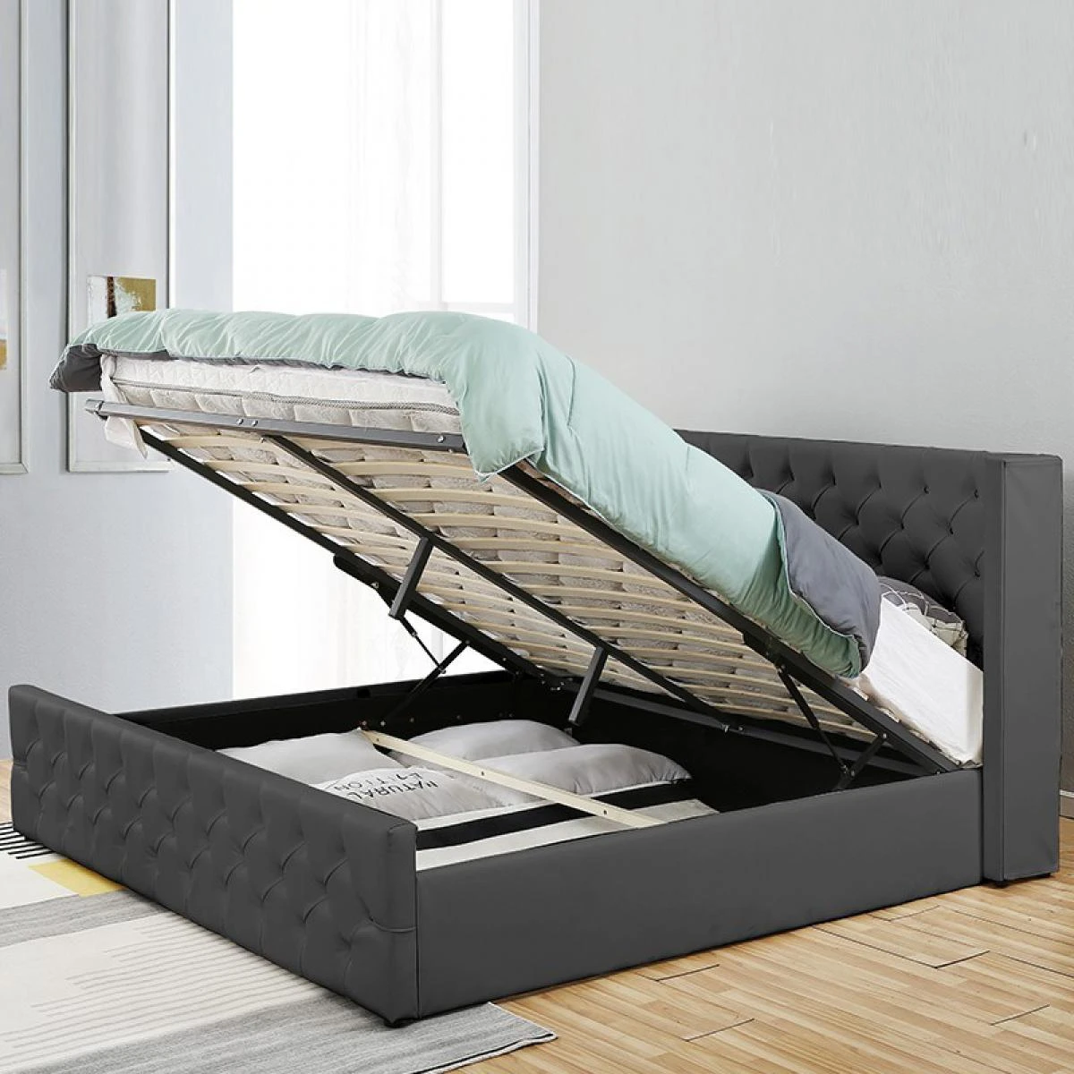 Meubler Design Lit Coffre Design Avec Led OSMOS - Gris - 180x200 5 Meubler Design Lit Coffre Design Avec Led OSMOS - Gris - 180x200 – Image 3