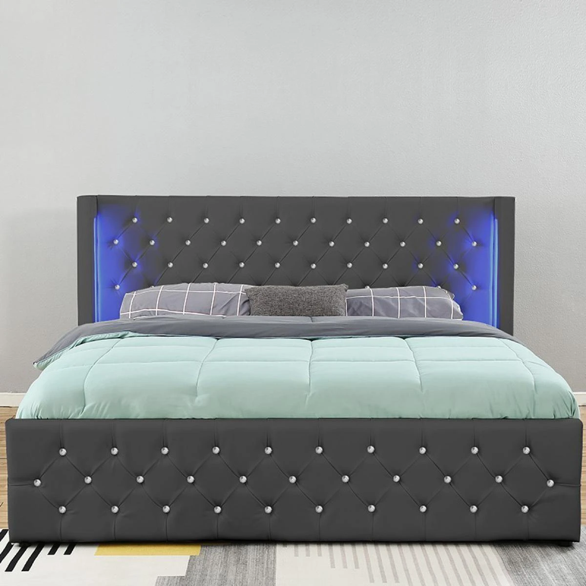 Meubler Design Lit Coffre Design Avec Led OSMOS - Gris - 180x200 6 Meubler Design Lit Coffre Design Avec Led OSMOS - Gris - 180x200 – Image 4