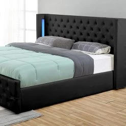 Meubler Design Lit Coffre Design Avec Led OSMOS - Noir - 180x200 -Talamo Magasin lit coffre design avec led osmos noir 180x200 7938699 20088999 1200x1200