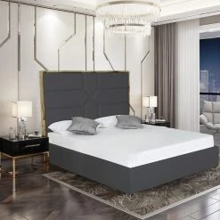 Meubler Design Lit Coffre Design Effet Laiton Dalia - Gris - 140x190 -Talamo Magasin lit coffre design effet laiton dalia gris 140x190 7938583 20088611 1200x1200