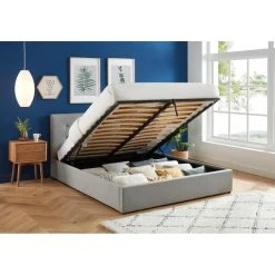 Baita Lit Coffre KARL Tissu Gris Clair 160x200cm -Talamo Magasin lit coffre karl tissu gris clair 160x200cm 12717368 34161512 1140x1140