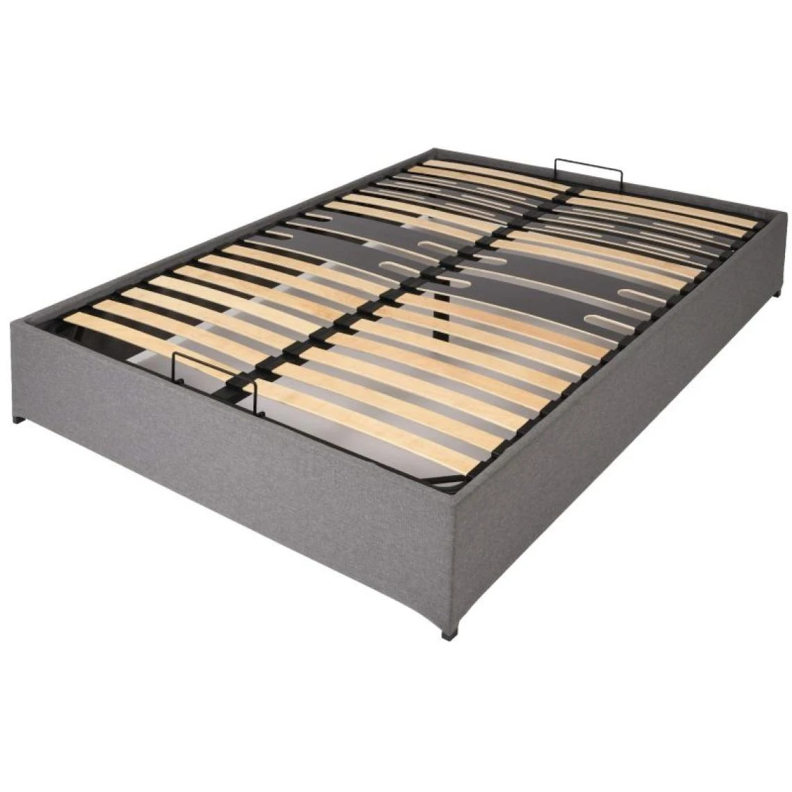 Ebac Lit Coffre Savio - 160x200 - Tissu Déco Gris Clair - 36 Lattes Bois -... 3 Ebac Lit Coffre Savio - 160x200 - Tissu Déco Gris Clair - 36 Lattes Bois -...