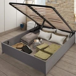 Ebac Lit Coffre Savio - 160x200 - Tissu Déco Gris Clair - 36 Lattes Bois -... 9 Ebac Lit Coffre Savio - 160x200 - Tissu Déco Gris Clair - 36 Lattes Bois -... -Talamo Magasin lit coffre savio 160x200 tissu deco gris clair 36 lattes bois gain de place 13380304 36576216 1140x1140