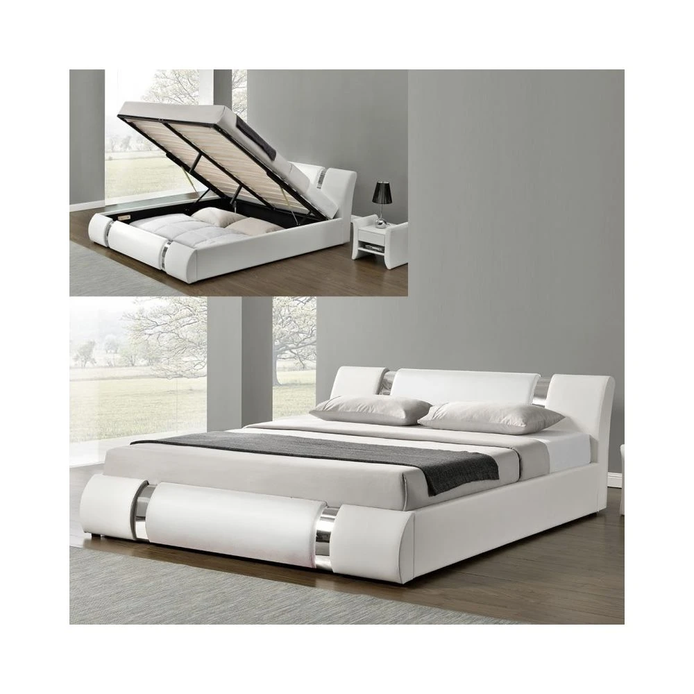 Meubler Design Lit Coffre Sommier Relevable Nova - Blanc - 180x200 3 Meubler Design Lit Coffre Sommier Relevable Nova - Blanc - 180x200