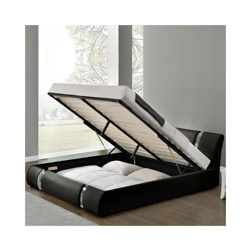 Meubler Design Lit Coffre Sommier Relevable Nova - Noir - 140x190 5 Meubler Design Lit Coffre Sommier Relevable Nova - Noir - 140x190 – Image 3