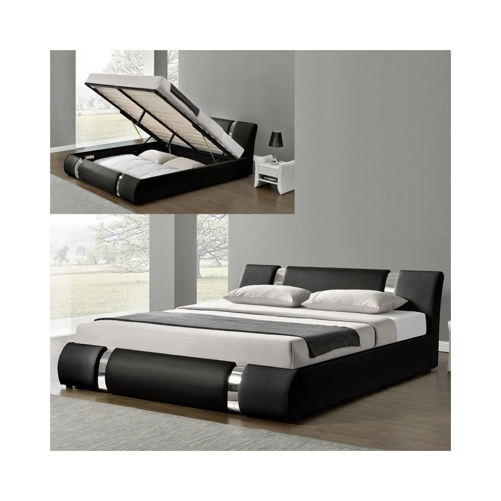 Meubler Design Lit Coffre Sommier Relevable Nova - Noir - 140x190 3 Meubler Design Lit Coffre Sommier Relevable Nova - Noir - 140x190