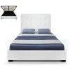 3S. X Home Lit Coffre Trevene + Sommier 140cm Blanc