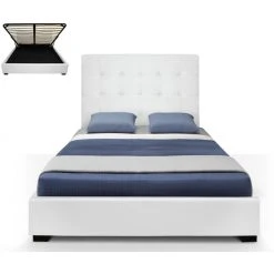 3S. X Home Lit Coffre Trevene + Sommier 140cm Blanc