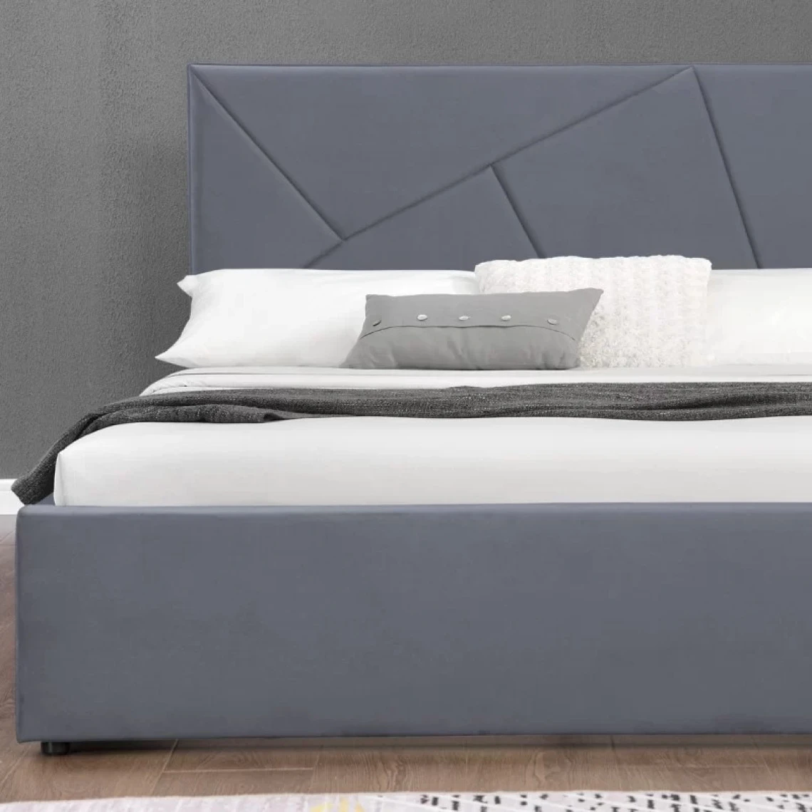 Meubler Design Lit Coffre Velours Damard - Velours Gris - 160x200 6 Meubler Design Lit Coffre Velours Damard - Velours Gris - 160x200 – Image 4