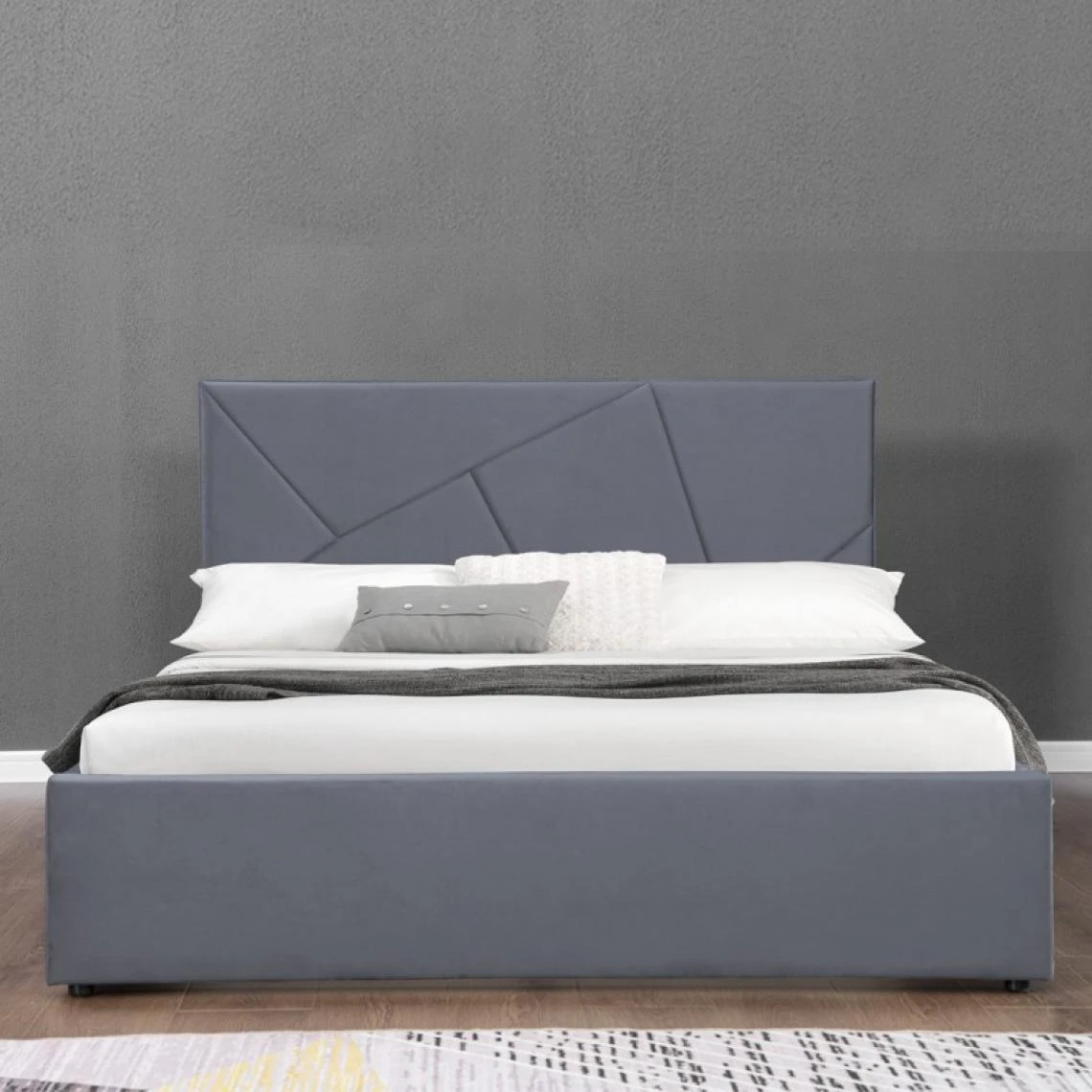 Meubler Design Lit Coffre Velours Damard - Velours Gris - 160x200 7 Meubler Design Lit Coffre Velours Damard - Velours Gris - 160x200 – Image 5