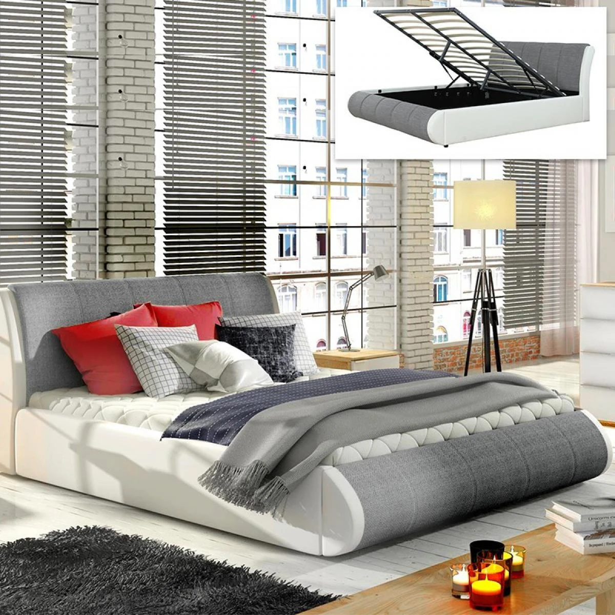 Meubler Design LIT COFFRE XENON AVEC SOMMIER - Gris Tissu - 180x200 3 Meubler Design LIT COFFRE XENON AVEC SOMMIER - Gris Tissu - 180x200