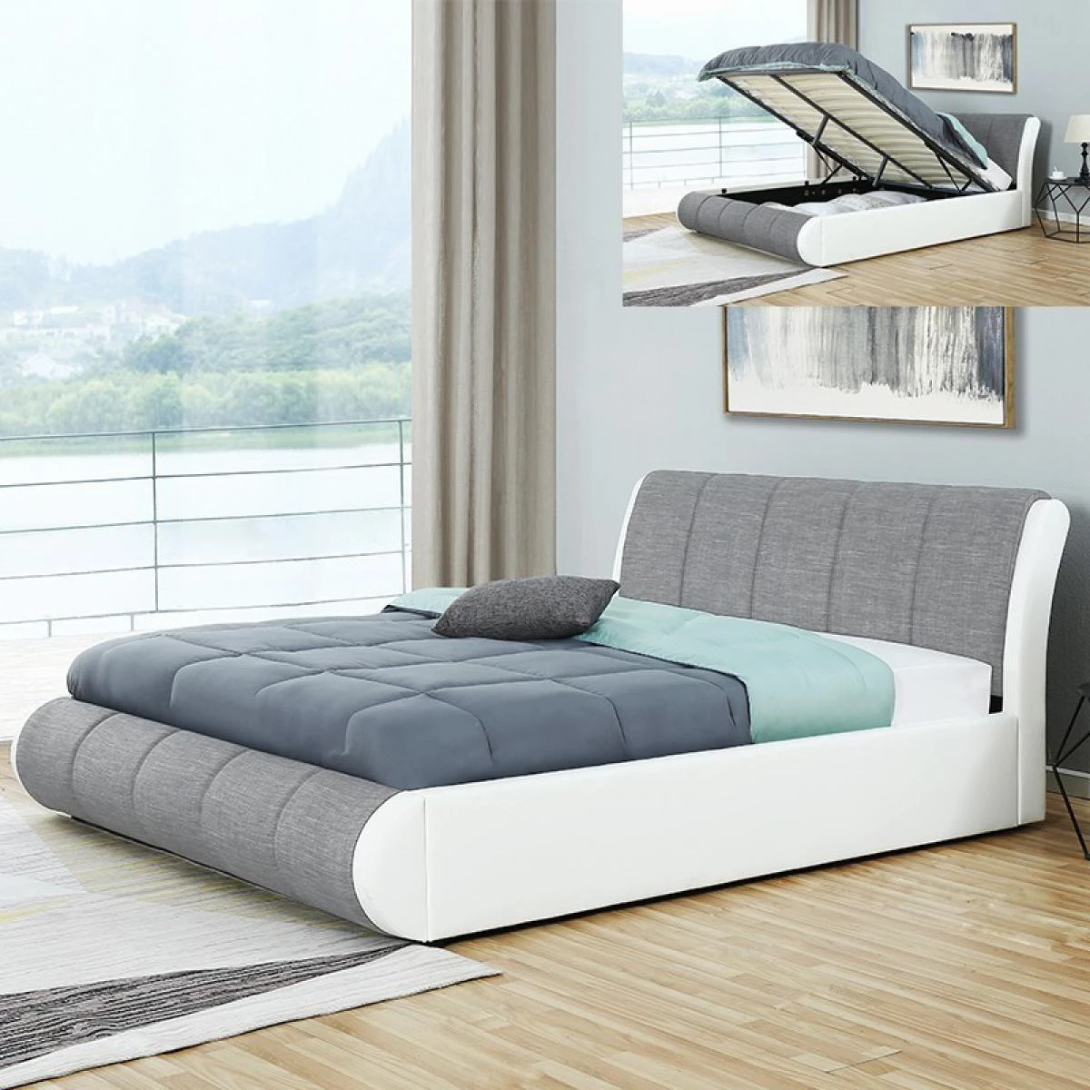 Meubler Design LIT COFFRE XENON AVEC SOMMIER - Gris Tissu - 180x200 7 Meubler Design LIT COFFRE XENON AVEC SOMMIER - Gris Tissu - 180x200 – Image 5