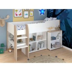 BUT Lit Combiné 90x200 Cm MATI Avec Rangement Et Bureau Blanc Et Imitatio... -Talamo Magasin lit combine maria avec bureau et rangements 90 x 200 cm coloris blanc et chene 7711092 19458376 1200x1200