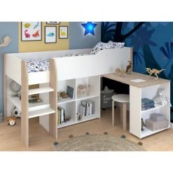 BUT Lit Combiné 90x200 Cm MATI Avec Rangement Et Bureau Blanc Et Imitatio... -Talamo Magasin lit combine maria avec bureau et rangements 90 x 200 cm coloris blanc et chene 7711092 19458378 1200x1200
