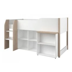 BUT Lit Combiné 90x200 Cm MATI Avec Rangement Et Bureau Blanc Et Imitatio... -Talamo Magasin lit combine maria avec bureau et rangements 90 x 200 cm coloris blanc et chene 7711092 19458382 1200x1200