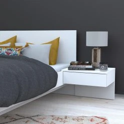 Le Quai Des Affaires Lit COOL 140x190 Cm + 2 Chevets + Sommier / Blanc -Talamo Magasin lit cool 140x190 cm 2 chevets sommier blanc 10453012 27058186 1140x1140