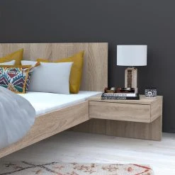 Le Quai Des Affaires Lit COOL 140x190 Cm + 2 Chevets + Sommier / Chêne Blanchi -Talamo Magasin lit cool 140x190 cm 2 chevets sommier chene blanchi 10453008 27058166 1140x1140