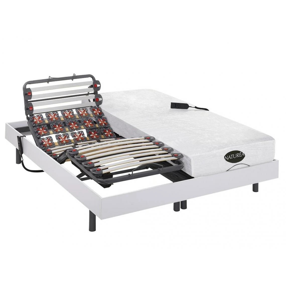 Vente-unique Lit électrique Relaxation Lattes Et Plots Matelas Mémoire De Forme E... 3 Vente-unique Lit électrique Relaxation Lattes Et Plots Matelas Mémoire De Forme E...