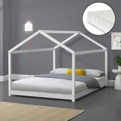 En.casa Lit D'Enfant Forme Maison Cerro Avec Matelas Mousse à Froid 120 X 200... -Talamo Magasin lit denfant forme maison cerro avec matelas mousse a froid 120 x 200 cm blanc encasa 11399124 29787006 1140x1140