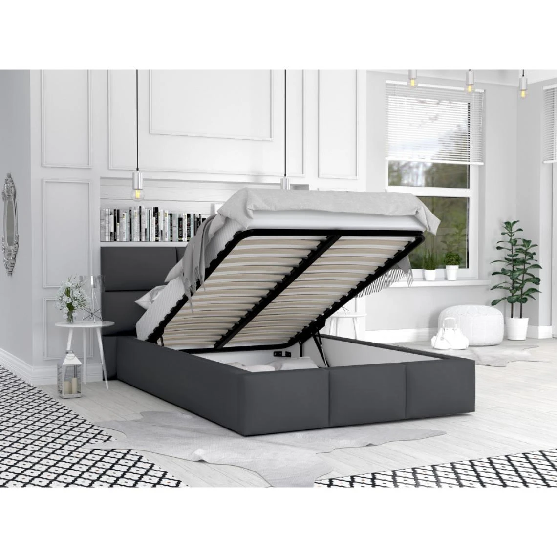 Kids Literie Lit Denver 140x190 + Coffre - Sommier Inclus Gris Foncé 4 Kids Literie Lit Denver 140x190 + Coffre - Sommier Inclus Gris Foncé – Image 2