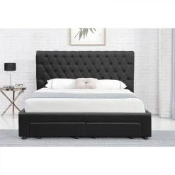 Meubler Design Lit Design Avec Rangement Tiroirs Hyde - Pu Noir - 160x200 -Talamo Magasin lit design avec rangement tiroirs hyde pu noir 160x200 11160684 29205258 1140x1140