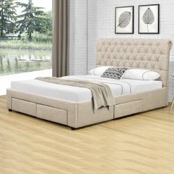 Meubler Design Lit Design Avec Tiroirs HYDE - Beige - 140x190 -Talamo Magasin lit design avec tiroirs hyde beige 140x190 7938423 20088111 1200x1200