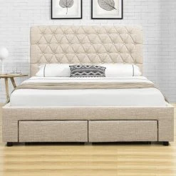 Meubler Design Lit Design Avec Tiroirs HYDE - Beige - 160x200 -Talamo Magasin lit design avec tiroirs hyde beige 160x200 7939007 20089971 1200x1200