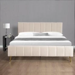 Meubler Design Lit Design Sommier Velours Pied Or Auster - Velours Beige - 140x190 -Talamo Magasin lit design sommier velours pied or auster velours beige 140x190 12261744 32627056 1140x1140 1