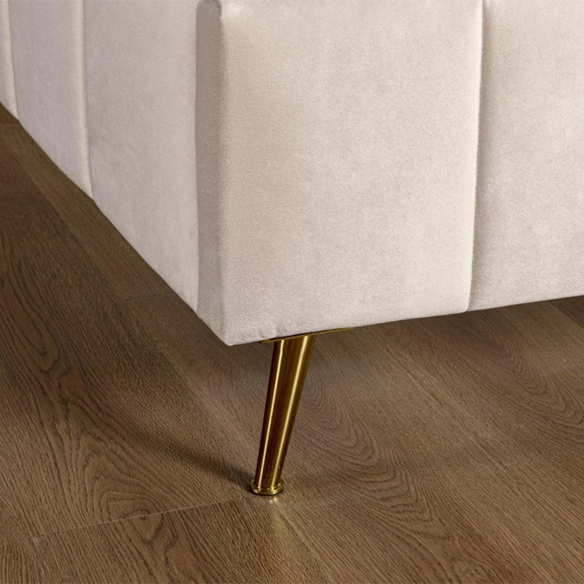 Meubler Design Lit Design Sommier Velours Pied Or Auster - Velours Beige - 180x200 7 Meubler Design Lit Design Sommier Velours Pied Or Auster - Velours Beige - 180x200 – Image 5