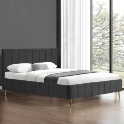 Meubler Design Lit Design Sommier Velours Pied Or Auster - Velours Noir - 160x200 -Talamo Magasin lit design sommier velours pied or auster velours noir 160x200 12619360 33877834 1140x1140