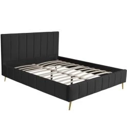 Meubler Design Lit Design Sommier Velours Pied Or Auster - Velours Noir - 160x200 -Talamo Magasin lit design sommier velours pied or auster velours noir 160x200 12619360 33877836 1140x1140