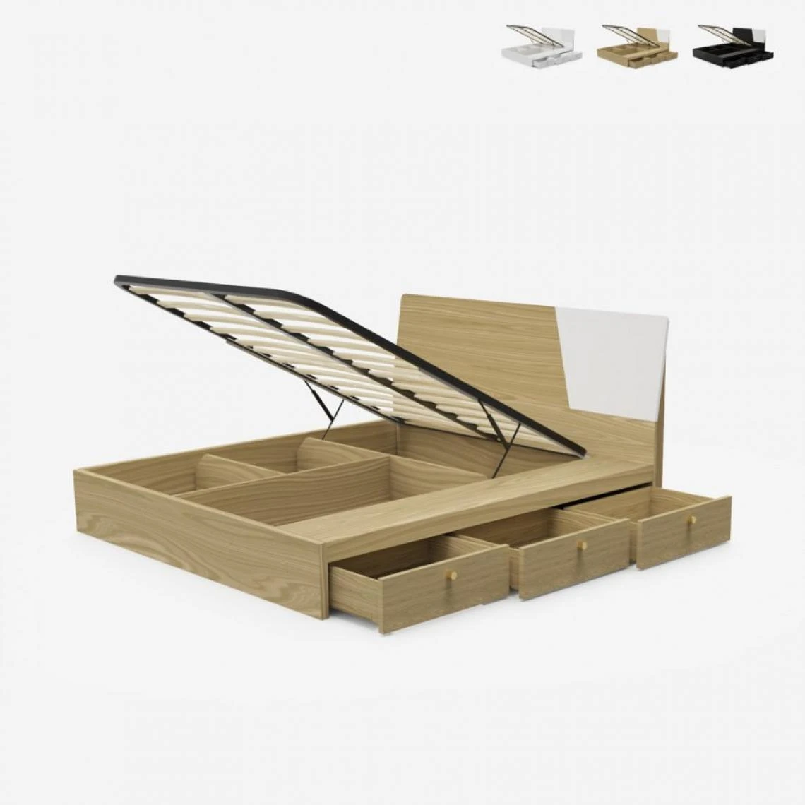 Llb Lit Double 160x190cm Rangement Relevable Design Moderne Steyr, Couleur... 3 Llb Lit Double 160x190cm Rangement Relevable Design Moderne Steyr, Couleur...