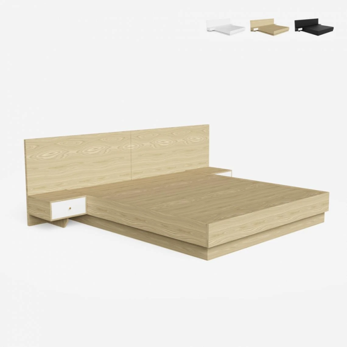 Llb Lit Double 160x190cm Relevable 2 Tables De Chevet Design Moderne Schwa... 3 Llb Lit Double 160x190cm Relevable 2 Tables De Chevet Design Moderne Schwa...
